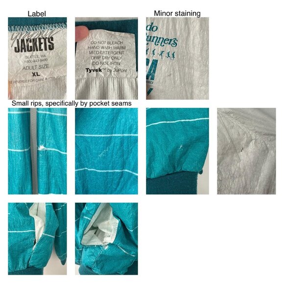 90s vintage striped tyvek unisex retro running club light windbreaker jacket - Picture 10 of 10